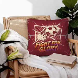 45x45cm 1Pcs Passionate Competitive Soccer Trendy Print Pillow, Machine Washable Inspirational Design, Small Father's Day Gift For Soccer Fans (With Pillow Insert)