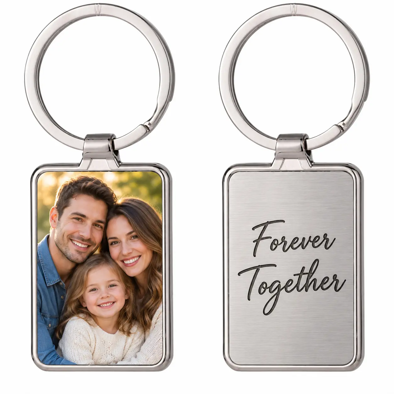 Double Sided Custom Photo-Text Rectangle Keychain, Personalized Drive Safe DIY Jewelry Making Accessory, Couple Memorial Present for Men Women, Birthday Gifts for Him
