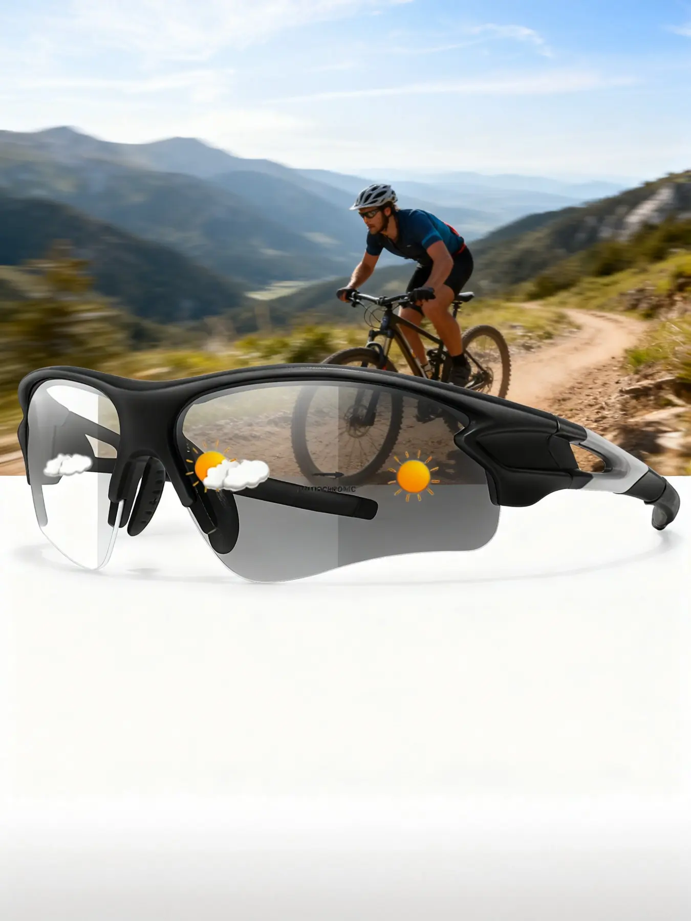 Fashion Outdoor Sports Photochromic Sunglasses, Men's Cycling Windproof Eyewear, Running Beach Surfing, Indoor Baseball Tennis, Gift