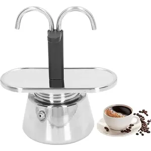 Stainless Steel 2 Cup 100ML Moka Pot Stovetop Double Spout Espresso Maker Easy to Operate Fast Coffee Making for Home Outdoor Camping