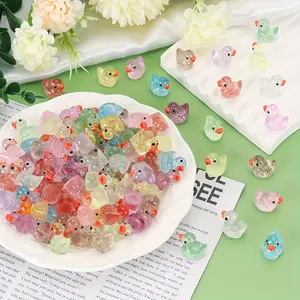 30PCS Glitter Mini Resin Ducks - Cute Tiny Duck Charms for Slime, Terrariums, Desk Decor & DIY Crafts