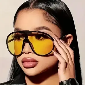 [Stish Yellow Glasses] Yellow-Tinted Fashion Glasses for Women - Large Frame, Stish Oval Design, Anti-Reflective Lenses - Perfect for Parties, Travel & Casual Attire, Glasses Accessories Sting Sunglasses Trendy Sunglasses