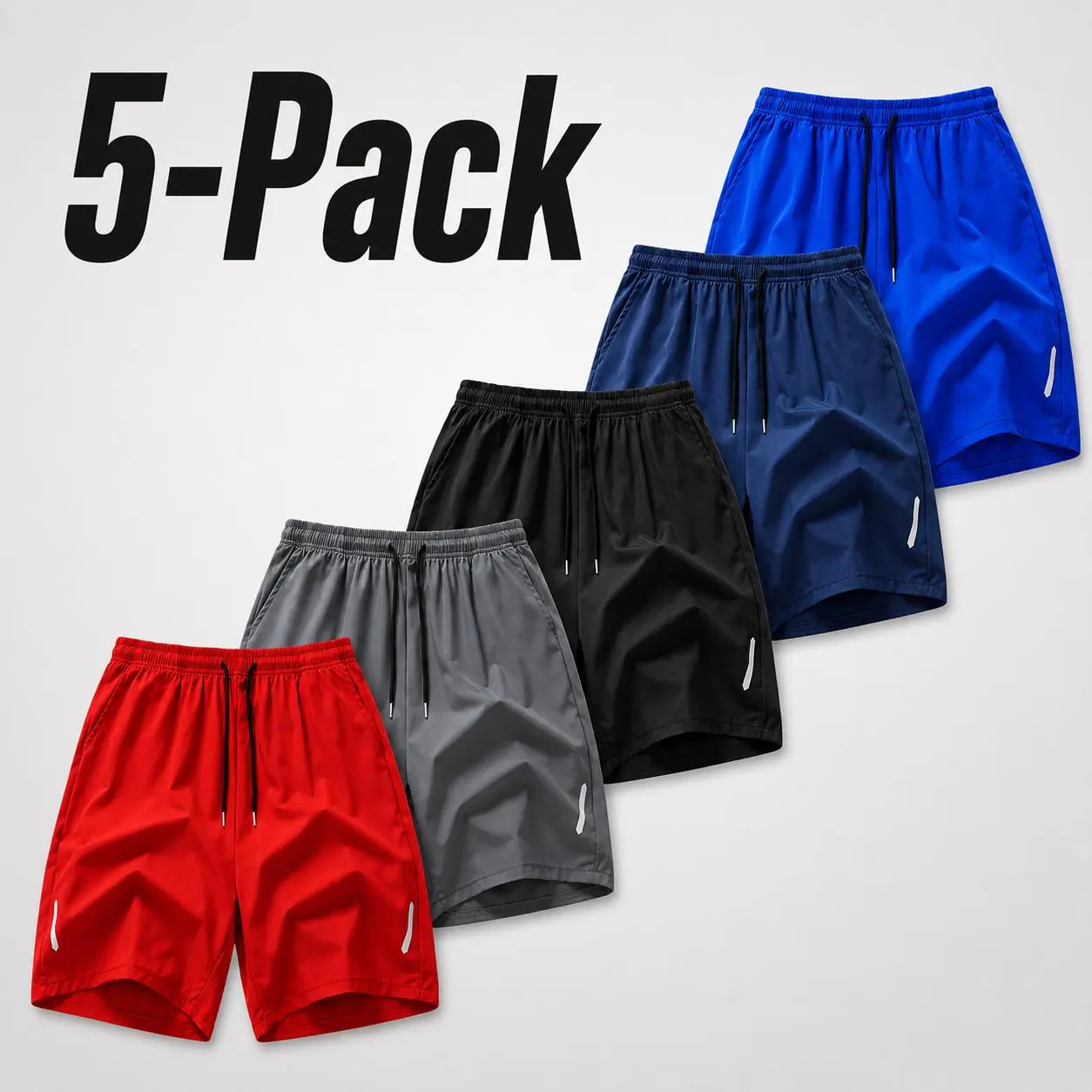 5Pcs Men's outdoor sports shorts, thin ice silk quick drying summer running and fitness basketball shorts, loose and breathable casual knee length shorts, elastic waist shorts,