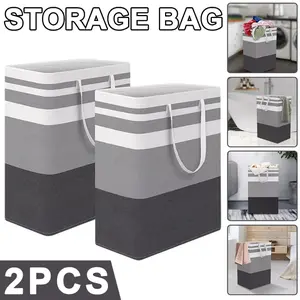 2pcs 75L Thick Pack Large Storage Bag, Extra-Large Waterproof Laundry Hampers With Extended Handles - Foldable, Odorless Fabric