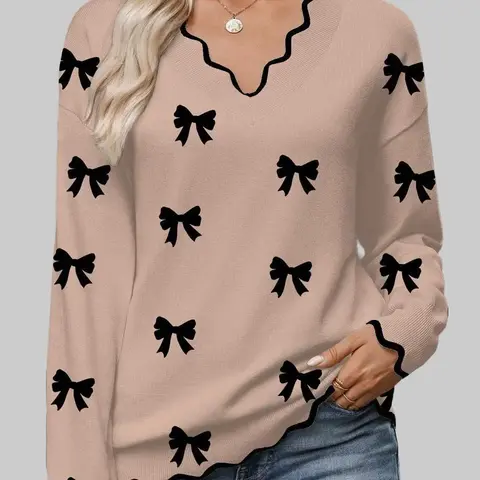 ZEAGOO Women's Pull-On V-Neck Knitting Top - Soft Fabric, Plain Solid Colors, Long Sleeve Textured, Lightweight Loose-Fitting Business Casual Blouse (Cold Wash, Do Not Bleach, Line Dry)