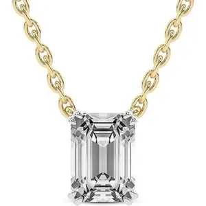 14K Gold Plated Lab-Grown Diamond Bezel Necklace, Minimalist Round Solitaire Pendant, Dainty Everyday Jewelry Gold Plated Cuban Necklace
