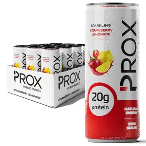 [Fall Deals For You] 12 pack Prox Hybrid Energy Strawberry Lemonade | 20g Protein, Collagen, Natural Caffeine, Zero Sugar | Muscle Recovery, Hydration & Clean Energy