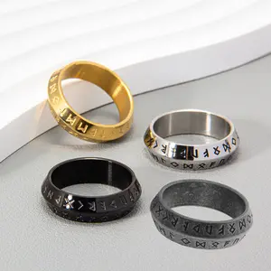 Unisex Stainless Steel Viking Rune Rotating Ring - Retro Titanium Steel Craft Accessory, Gaming Accessories for Sports & Outdoor Fans’ Daily Wear, Casual Parties