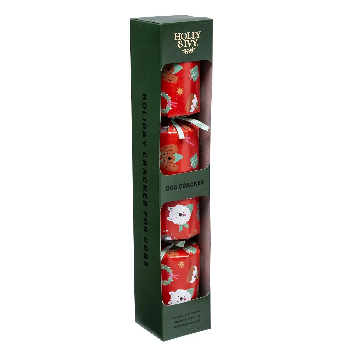 12" Holiday Theme Pet Dog Christmas Party Crackers, Mystery Toy Unboxing for Festive Merriment