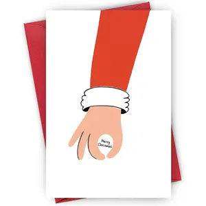 Santa Hand Pattern Greeting Card with Envelope, 1/3/5 Counts Unique Holiday Greeting Card, All-purpose Gift Card for Friends, Family, Co-workers, Message Card