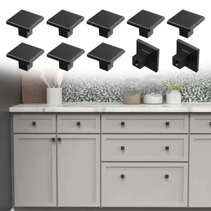 10PCS Square Solid Cabinet Knobs - Matte Black Furniture Hardware Handles for Kitchen Cabinets Bedroom Dresser Wardrobe Cabinet Pulls summervibes