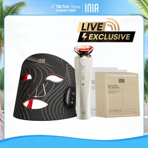 INIA GLOW Wireless LED Mask, Perfect Gift Season Pick,  Live Stream Only BUY 1 GET 10 with FLARE and 8pcs Collagen Real Deep Mask