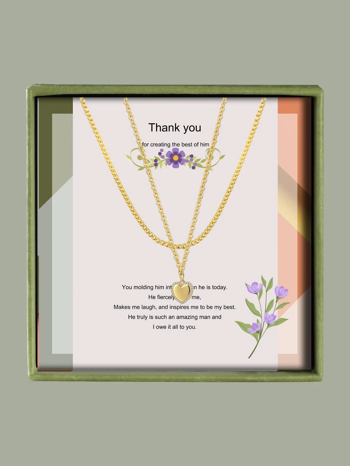 Heart Shaped Pendant Necklace with Box & Greeting Card, Rhinestone Decor Necklace for Women for Gift, Fashion Jewelry for Party, Daily Decor, Trendy All-match & Exquisite Jewelry for Birthday Gift