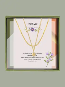 Heart Shaped Pendant Necklace with Box & Greeting Card, Rhinestone Decor Necklace for Women for Gift, Fashion Jewelry for Party, Daily Decor, Trendy All-match & Exquisite Jewelry for Birthday Gift