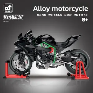 1:9 Scale Kawasaki Ninja H2R Die-Cast Motorcycle Model with Ignition Start, Smoke Effect, Light & Sound, High Detail Replica for Collectors