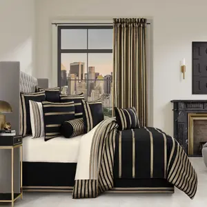 Calvari Black and Gold 4 Piece Comforter Set in QUEEN - Final Sale