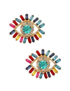 Rainbow Rhinestone Crystal Eyelash Earrings