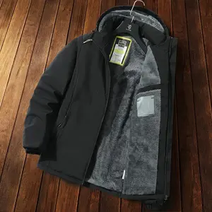 Winter Fleece Warm Thicken Cargo Coats Men Army Green Hooded Windproof Insulated Puffer Jacket