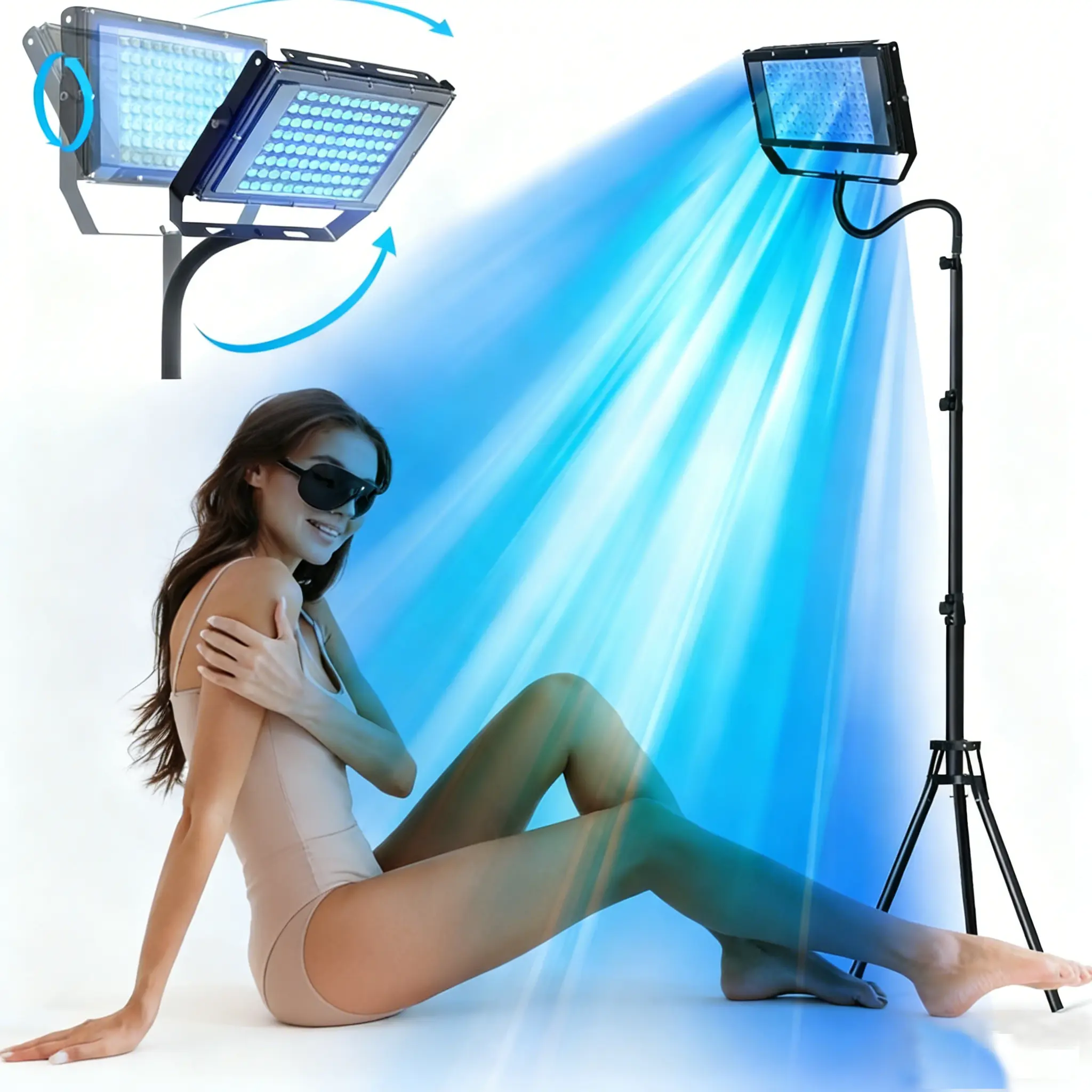 JITESY 50W Compact Adjustable Indoor Solarium Lamp - 2 Modes, 5 Brightness Levels, 460/480nm Spectrum, Desk Face Targeting, Adult Salon/Home Use for Melanin Production & Natural Beauty (Face & Body Tanning), Tanning Lamps, Indoor Use
