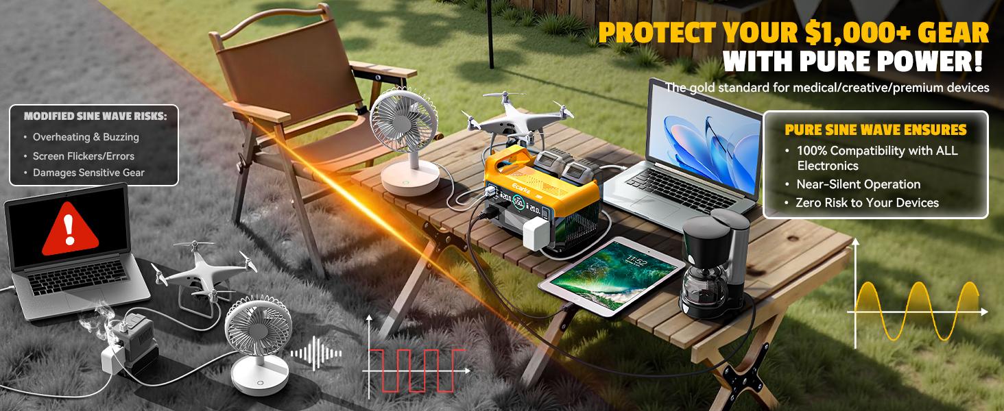 550W Portable Power Inverter Compatible with Dewalt 20V Battery, Battery NOT Included, Power Station DC 18V to AC 110V Pure Sine Wave, Battery Power Adapter 2 USB-A & 1 Type-C & 2 AC Outlet, Generator Phone Charger LED Light Camping Emergency