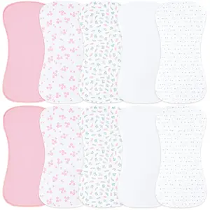 Cute Print Burp Cloths for Baby Girls - Organic Baby Burp Cloth,Baby Washcloths, Burp Rags, Large Neutral Burp Clothes for Newborn (Multicolor, 10-Pack)