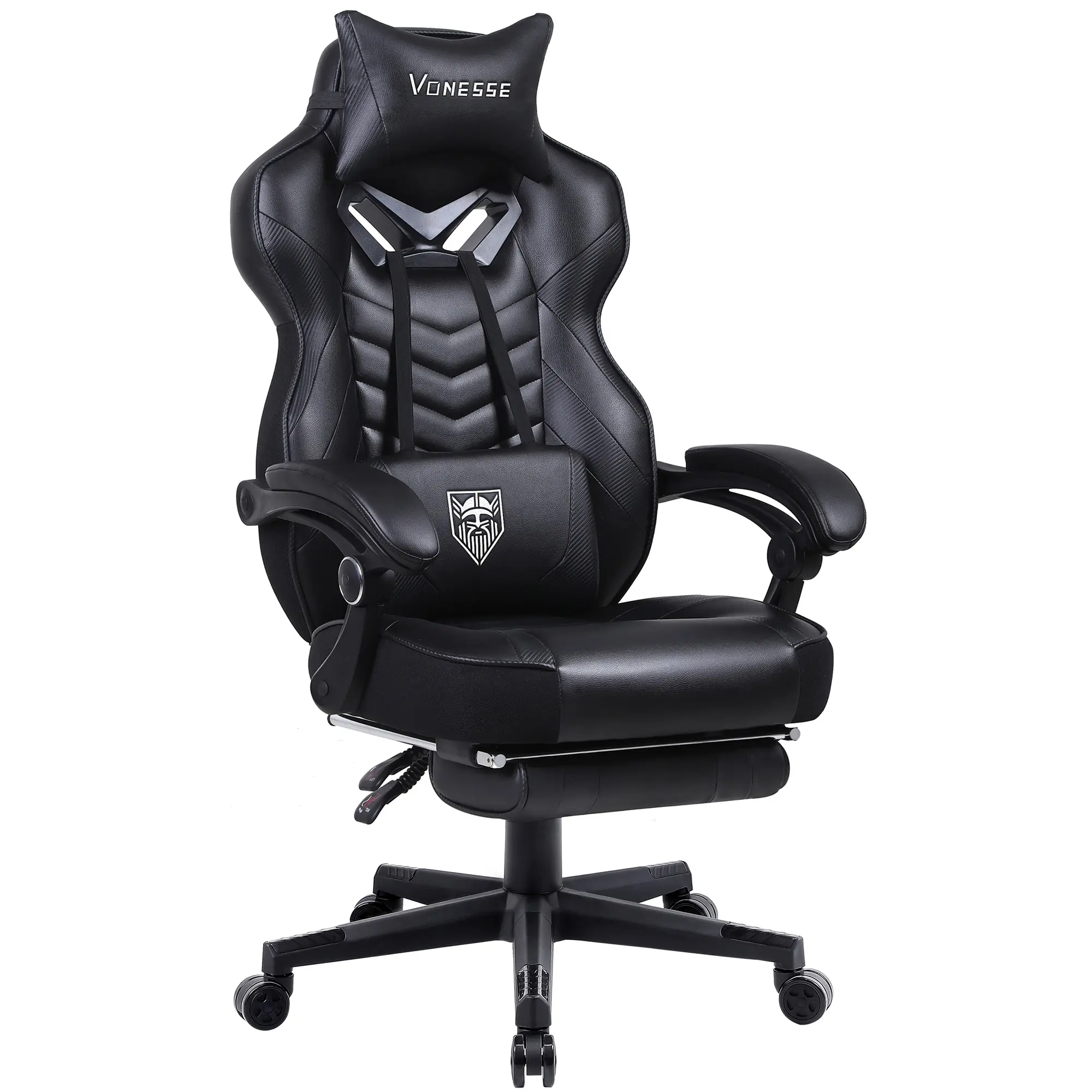 Gaming Chairs for Adults Black Recliner Computer Chair with Footrest Ergonomic PC Gaming Chair with Massage High Back Chair for Gaming Big and Tall Gamer Chair Large Computer Gaming Chair V347  summergarden