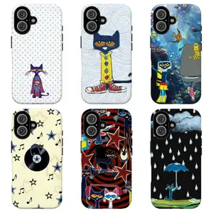 FL-Cute Peteee the Cat Smartphone Case - Colorful Cartoon Character Protective Shell, Cellphone Accessories for iPhone 11-17 Air Pro Max & Samsung S21-S26, Handheld Device Cover, Gift for Her/Him