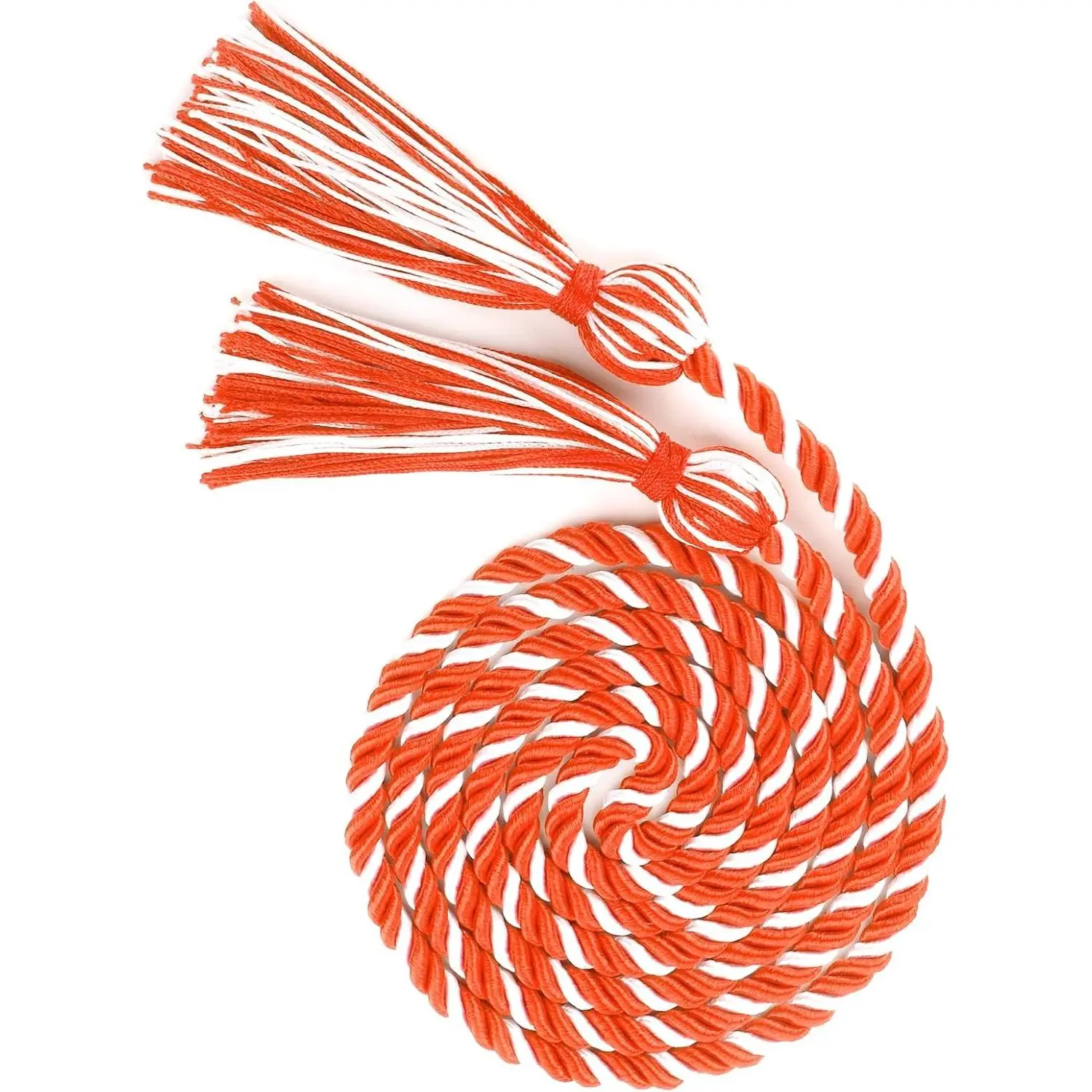 Graduation Cords, Cords for Graduation 2026, Orange and White Graduation Honor Cord 68 Inch Rayon Braided Cord, Honor Ropes with Tassels for 2026 Graduation Decorations for Students Master Doctoral