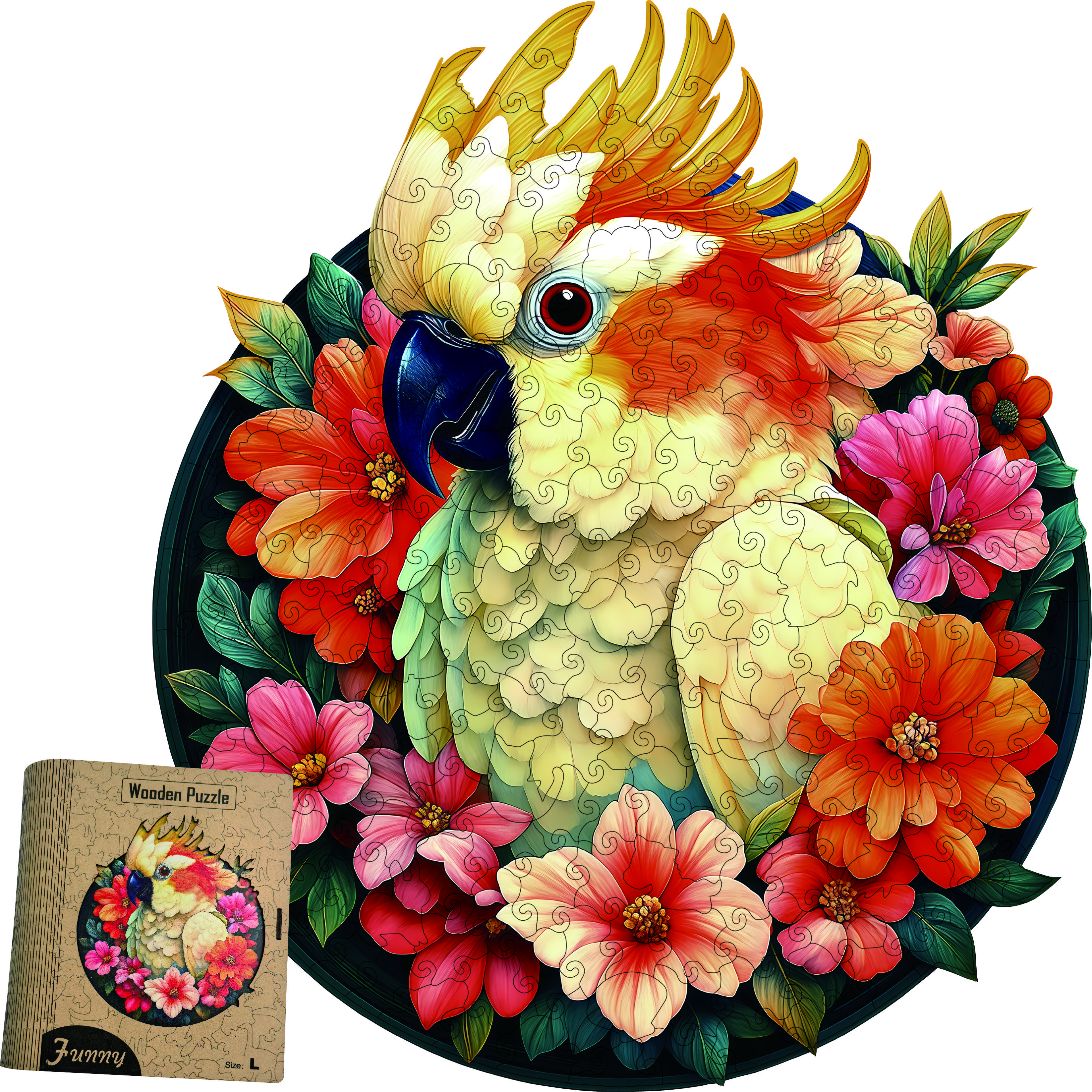 【Premium Adult Wooden Jigsaw】- Laser Cut Macaw Puzzle with Stunning Floral Patterns, High-Definition Thermal Transfer Printing for Stress Relief & Mindfulness Relaxation