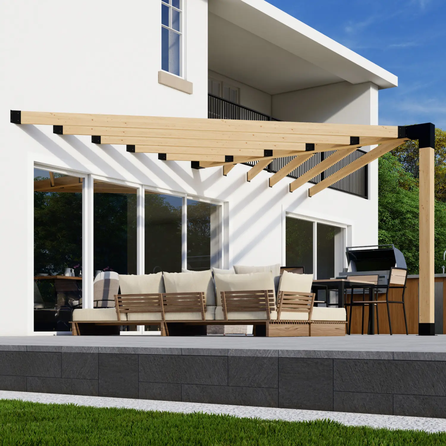 DIY Kit to Build a Simple Pergola Attached to House