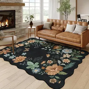 Floral Pattern Living Room Carpet, Non-slip Soft Comfortable Bedroom Carpet, Enhance Home Decoration Effect, Ideal Floor Carpet for Bedroom, Decorative Rug