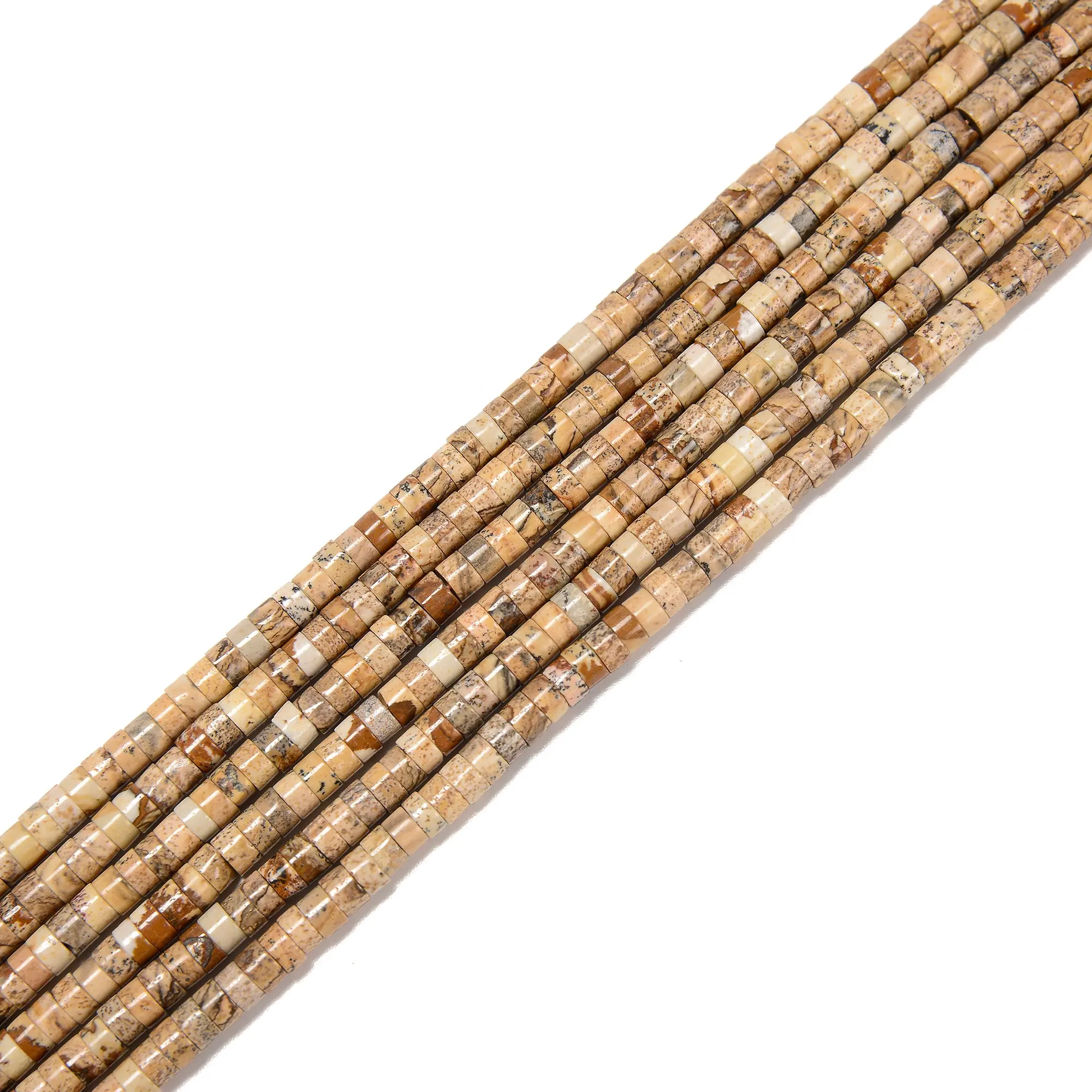 Natural Picture Jasper Heishi Disc Beads Size 2x4mm 15.5'' Strand