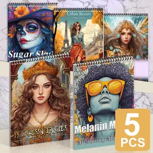 5-Pack Coloring Book Set for Adults - Anti-Stress Relaxation with Intricate Designs, Watercolor floral design for Halloween, Christmas - Thick Paperback with Easy & Simple Patterns for Stress Relief and Relaxation