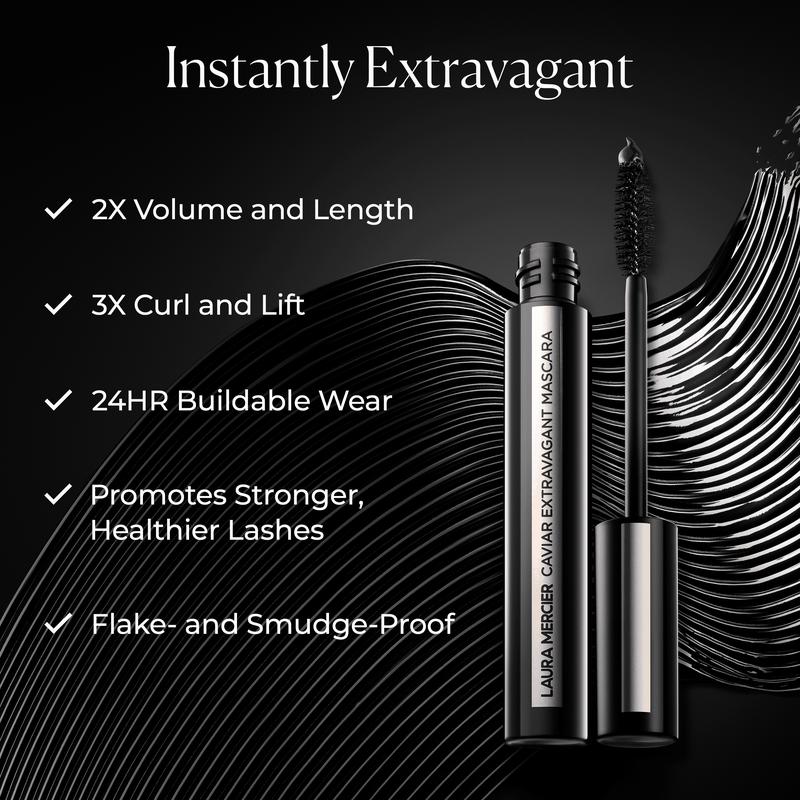 Laura Mercier Caviar Eye Stick Shadow + Extravagant Mascara Bundle - 24HR Wear, Crease-Proof, Smudge-Free