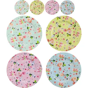 8-Inch Porcelain Dessert Plates, Set of 8 - Floral Decorative Ceramic Plates for Appetizers, Salads, or Dinner, Colorful & Elegant Design