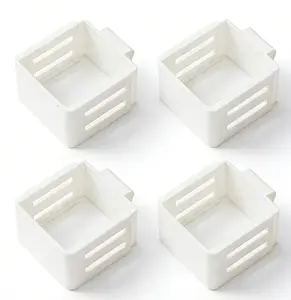 4PCS Refrigerator Expandable Small Hanging Box Freely Adjustable Snap-On Storage Box Refrigerator Side Door Sauce Pack Organizer Small Hanging Basket