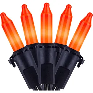 YULETIME Orange String Lights with Black Wire, 66 Feet 200 Count UL Certified Christmas Light, Pack of 2 Sets 33 Ft 100 Opaque Mini Light Set for Halloween Fall Holidays (Orange) YULETIME