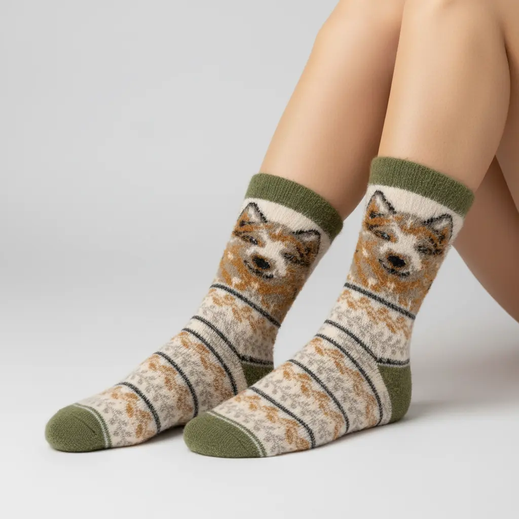 Ultra-Soft Angora Wool – Wolf Pattern Socks (Lupus)