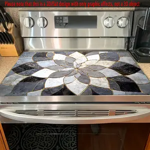[Heat-Resistant Stove Mat] 1pc Elegant Marble Patterned Spliced Stove Mat |   Anti-Slip Polyester Protective Cover for Stovetops & Desktops, Black & White Design, Heat-Resistant, Stove Top Protectors, Heatresistant Material, Durable Kitchenware