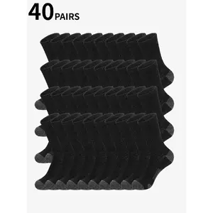 30/40 Pair Men's Classic Combination Long Socks - Breathable, Comfortable, Moisture-Resistant, Suitable for Leisure Outdoor Wear in All Seasons - Machine Washable, Striped Knit Fabric, Polyester Material, Tubesocks