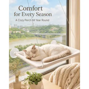 Cat Window Seat Hammock Bed, Comfortable Resting Space for Cats, Sturdy and Safe, Perfect for Sunbathing and Relaxing, Non-Slip Design