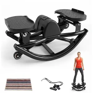 Mersco All-in-One Home Fitness Swing Stepper – Quiet, Foldable Cardio Machine with Adjustable Resistance Bands, Space-Saving Design for Family Use