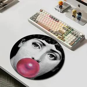 Face Art P-Piero F-Fornasetti Mouse Pad Non-slip Rubber Base Comfortable Durable 22x22cm Table Mat for Gamers Office Pads Mouse Pad Round Mouse Pad Desktop Computer Keyboard Wireless Mouse Boy Girl Gift for Play games
