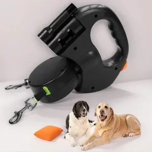 Dual Dog Leash with 360° Swivel Head, 10ft Retractable Tangle-Free Walking Lead for 2 Small Medium Dogs, Lightweight Anti-Slip Handle, Stainless Steel Cat Ear Pet Bowl, Durable Daily Puppy Accessories Set