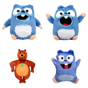 Grizzy & Lemmings 4-Piece Cartoon Character Stuffed Toys, Soft & Durable Huggable Stuffed Animal for Kids' Playtime