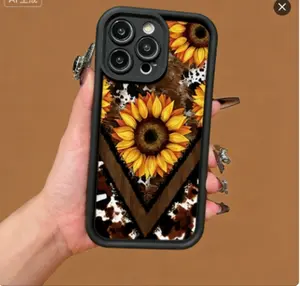 Phone case: High-Speed Black Western Leopard and Sunflower TPU Shockproof Full Coverage Precision Protective Case for Iphone iPhone 6/7/8/X/Xs/Xr/Xs Max/11/12/13/14/15/16 Pro Max