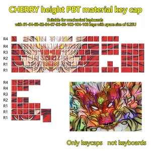 PBT Dye-Sublimation Keycaps Dragon Pattern Side Engraved Translucent Cherry Height Fit 6.25U Space Keyboard Keycaps