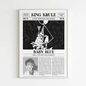 King Krule Retro Newspaper Print / Baby Blue Poster No Frame / Lyrics Print / 6 Feet Beneath The Moon Poster / Music Gift / Fans Gift