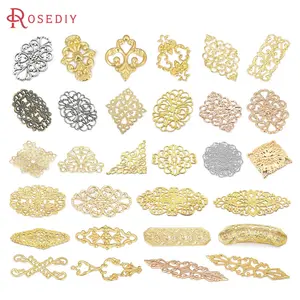 18K Gold Color Brass Long Rhombus Decorative Spacer Disk Jewelry Earrings Making Supplies Diy Findings Accessories