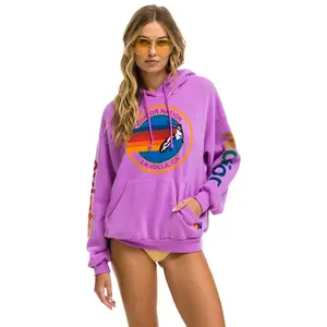 AVIATOR NATION LA JOLLA RELAXED PULLOVER HOODIE - NEON PURPLE